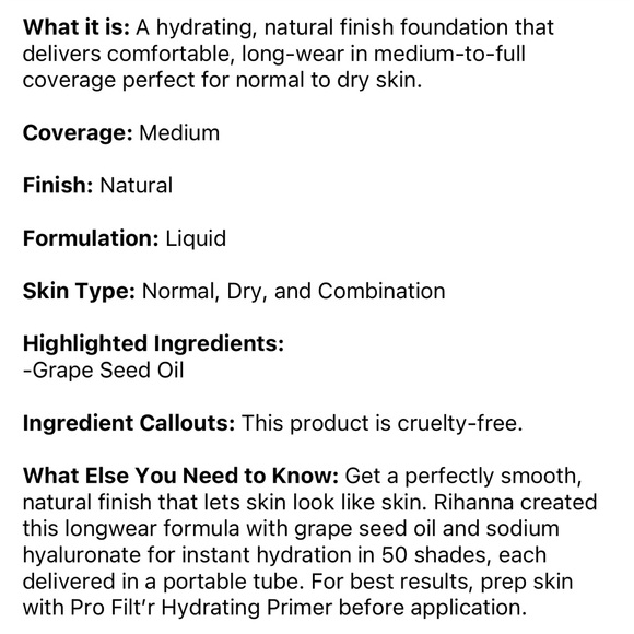 BNIB Fenty Beauty by Rihanna Hydrating Longwear Foundation #255 - Picture 4 of 4